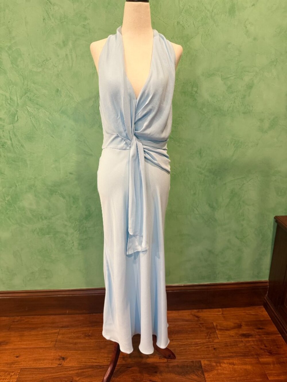 NWT Reiss Amber Light Blue Halter Maxi Dress UK 8 US 4 Open Back - Picture 2 of 5